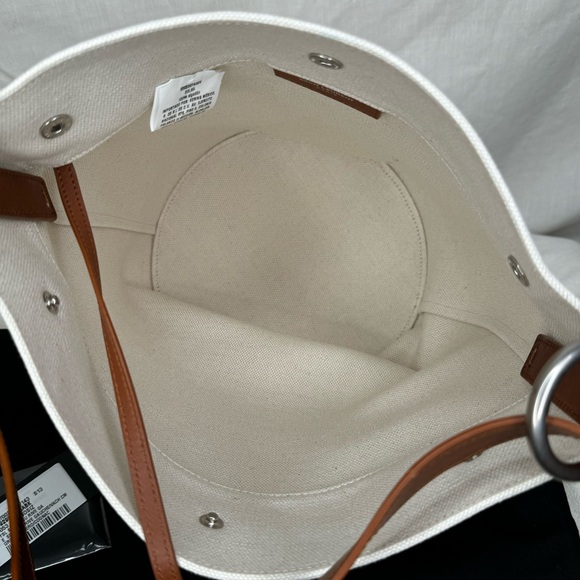 Saint Laurent Rive Gauche Bucket Bag in Canvas and Leather, adjustable strap - Picture 4 of 9